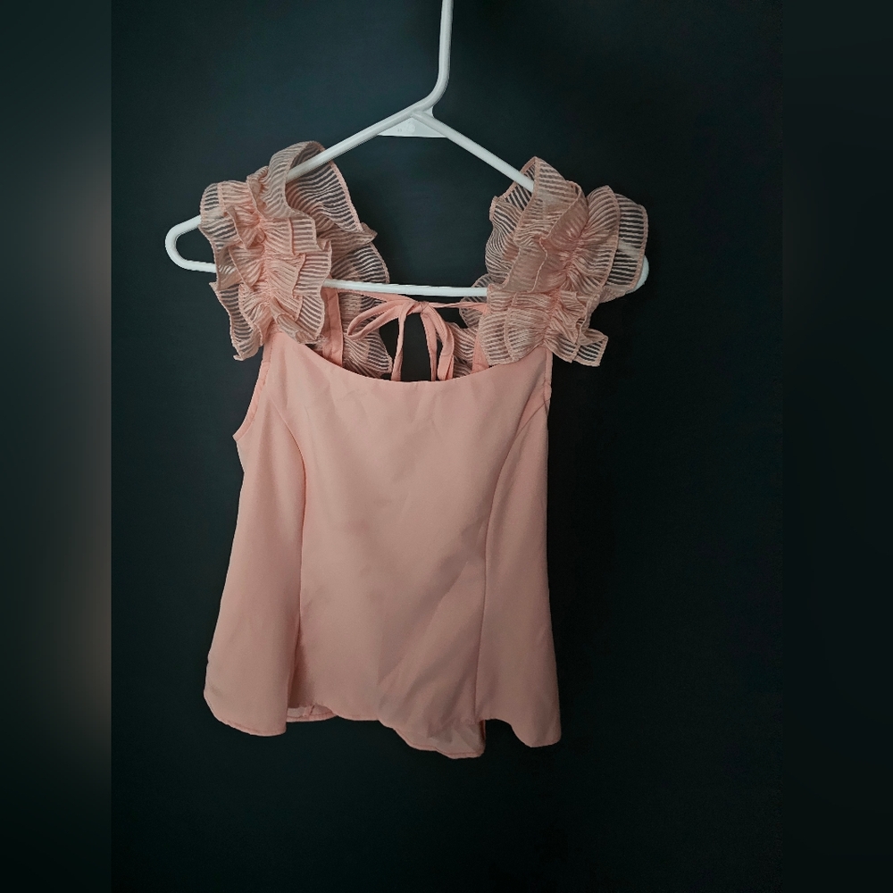 Pink Ruffled Sleeveless Top